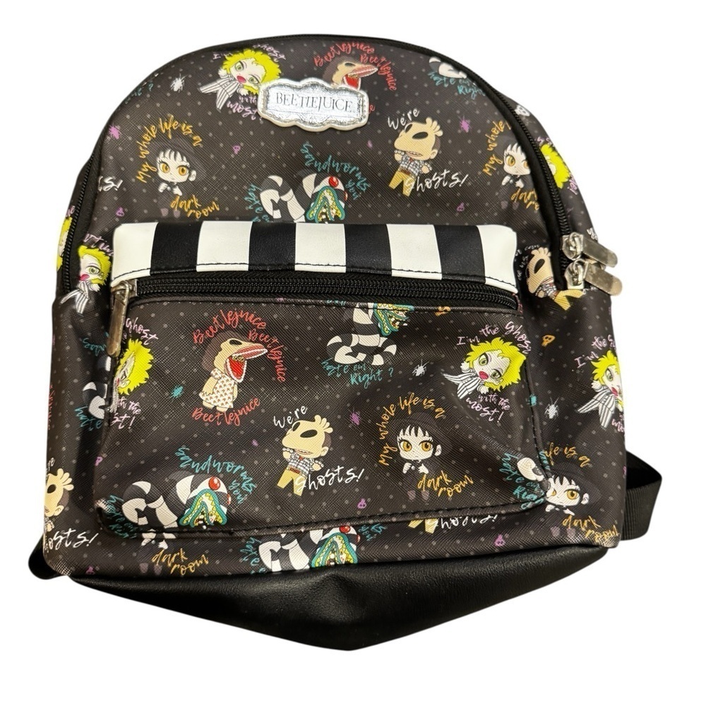 Loungefly Beetlejuice Black and White Backpack